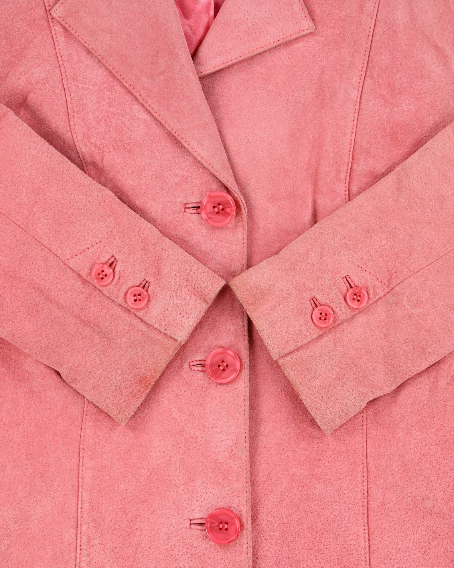 Vintage Y2K 00s Le Chateau Women's Baby Pink Suede Blazer Jacket - S