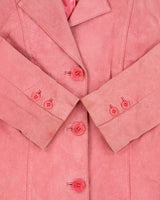 Vintage Y2K 00s Le Chateau Women's Baby Pink Suede Blazer Jacket - S