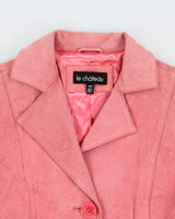 Vintage Y2K 00s Le Chateau Women's Baby Pink Suede Blazer Jacket - S