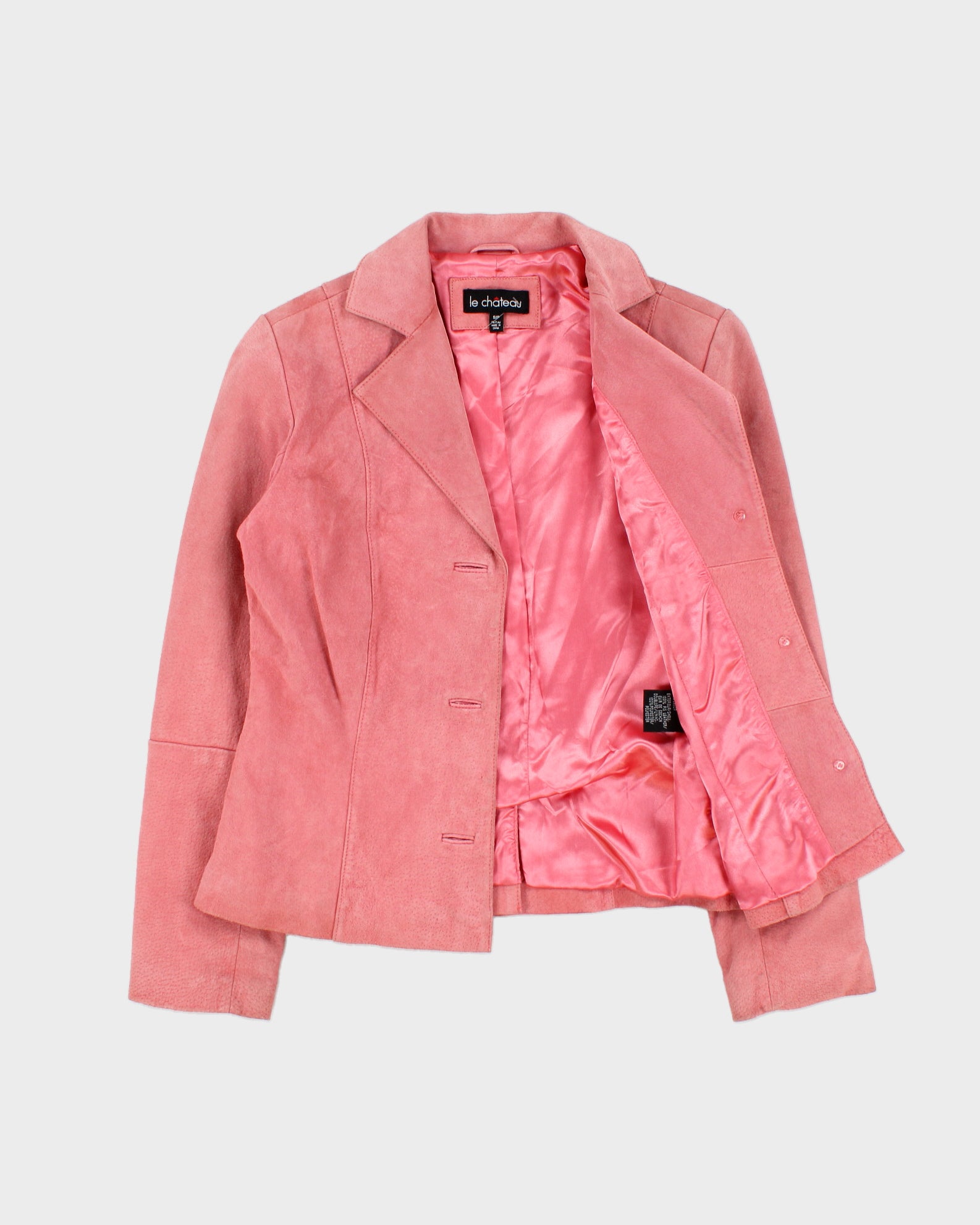 Vintage Y2K 00s Le Chateau Women's Baby Pink Suede Blazer Jacket - S