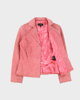 Vintage Y2K 00s Le Chateau Women's Baby Pink Suede Blazer Jacket - S