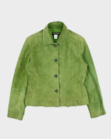 Vintage Y2K 00s Nancy Boy City Girl Nocellara Green Suede Women's Embellished Button Jacket - M