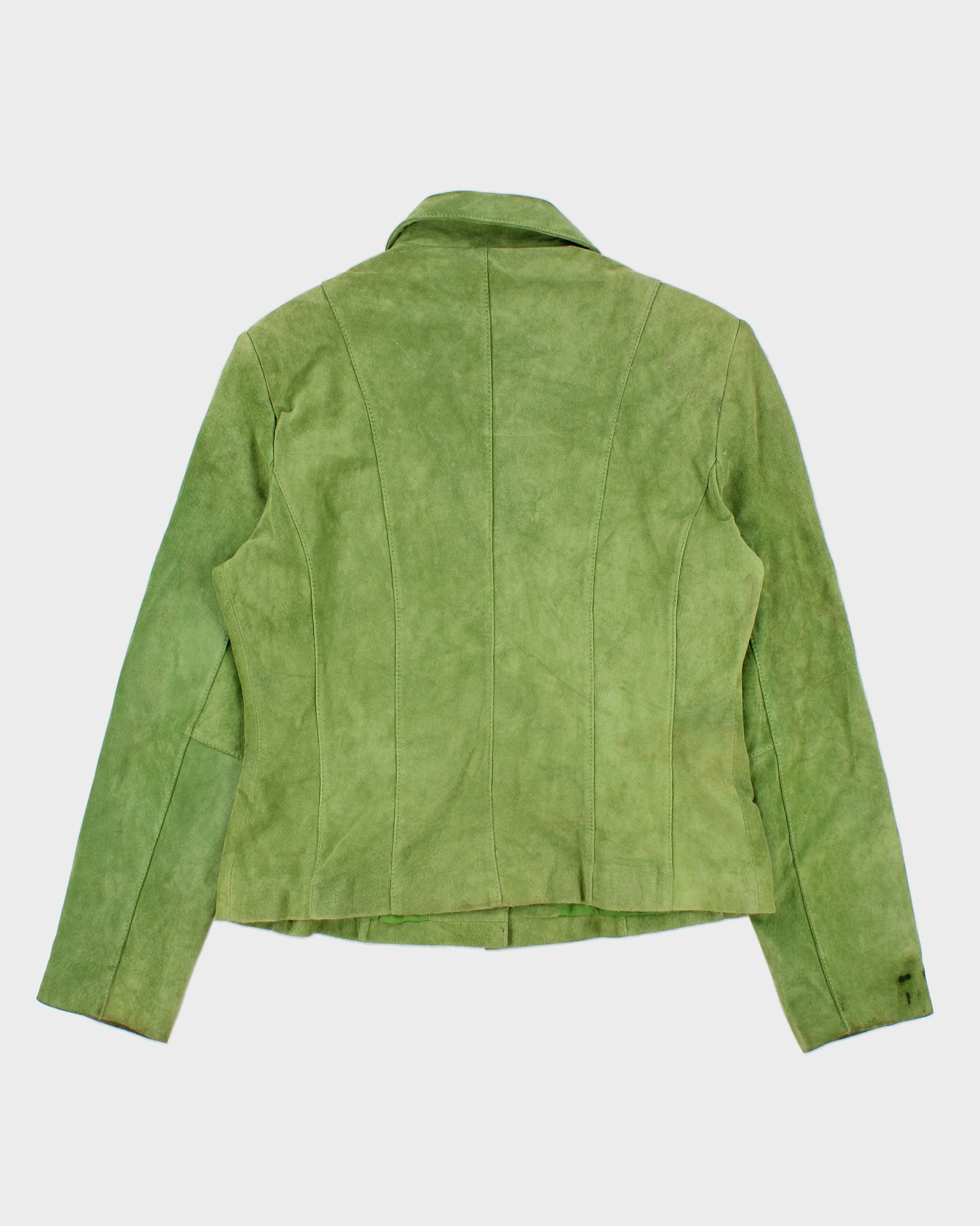 Vintage Y2K 00s Nancy Boy City Girl Nocellara Green Suede Women's Embellished Button Jacket - M