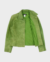 Vintage Y2K 00s Nancy Boy City Girl Nocellara Green Suede Women's Embellished Button Jacket - M