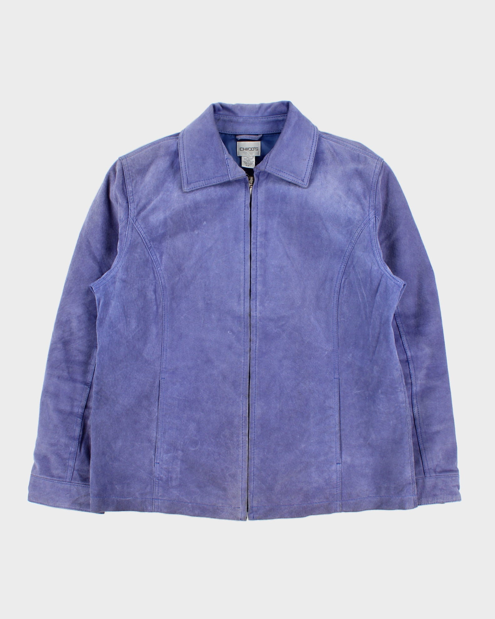 Vintage Y2K 00s Chico's Lavender Suede Women's Cafe Racer Biker Jacket - L