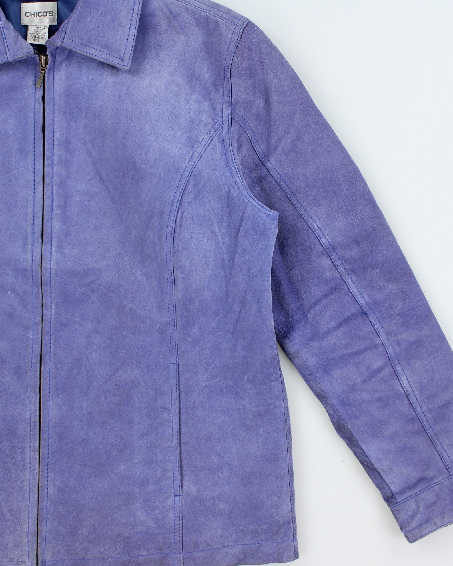 Vintage Y2K 00s Chico's Lavender Suede Women's Cafe Racer Biker Jacket - L