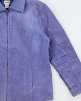 Vintage Y2K 00s Chico's Lavender Suede Women's Cafe Racer Biker Jacket - L