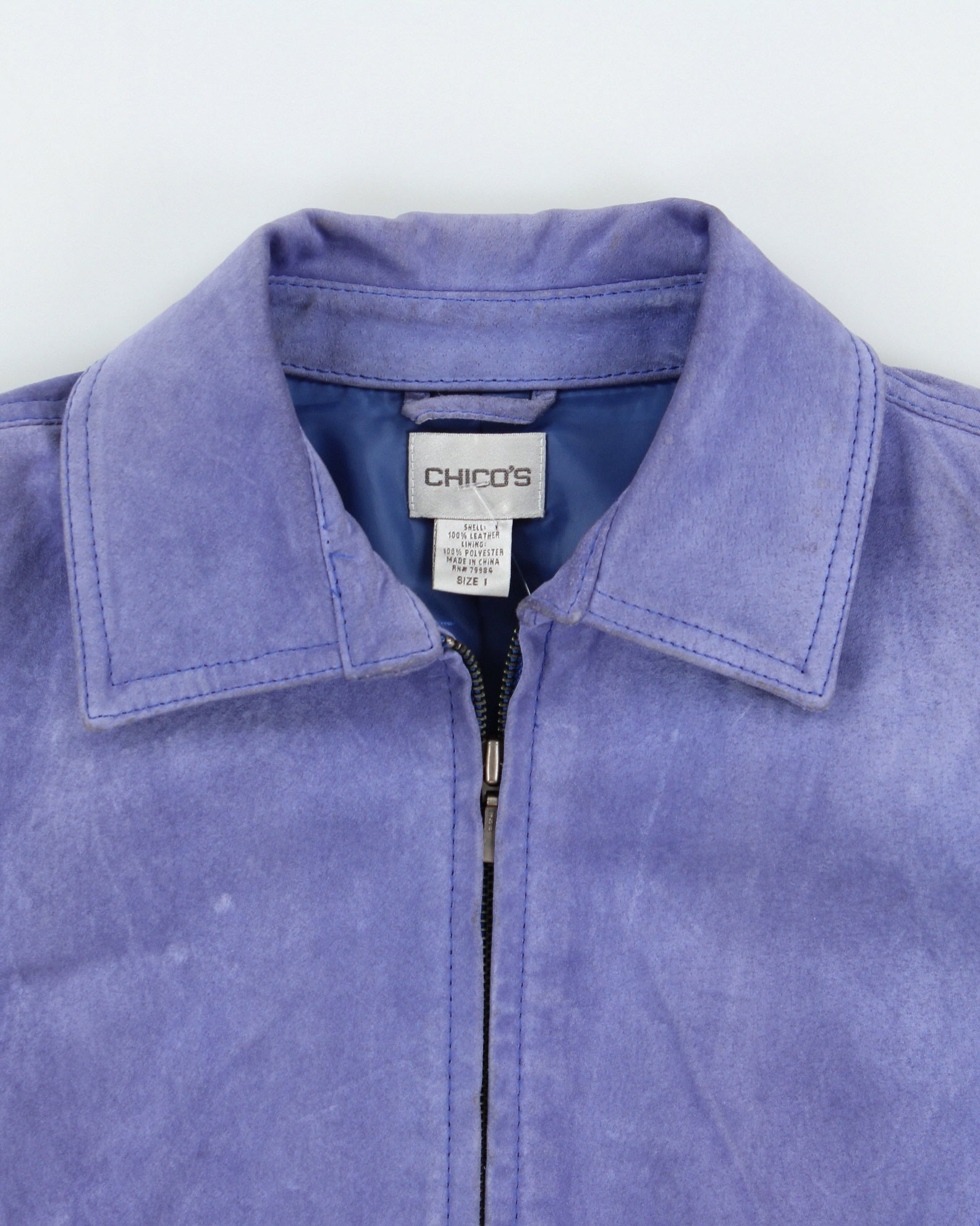 Vintage Y2K 00s Chico's Lavender Suede Women's Cafe Racer Biker Jacket - L
