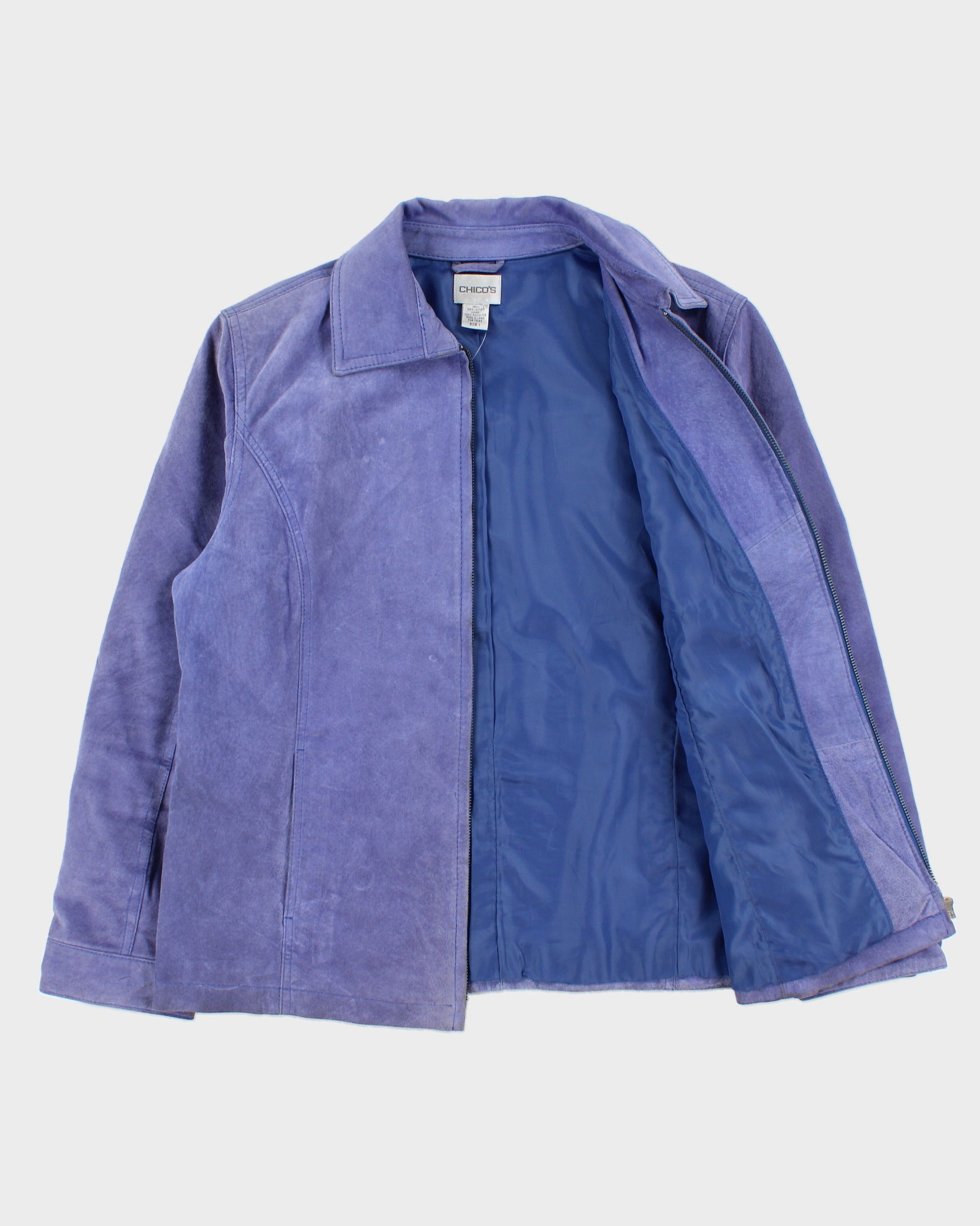 Vintage Y2K 00s Chico's Lavender Suede Women's Cafe Racer Biker Jacket - L