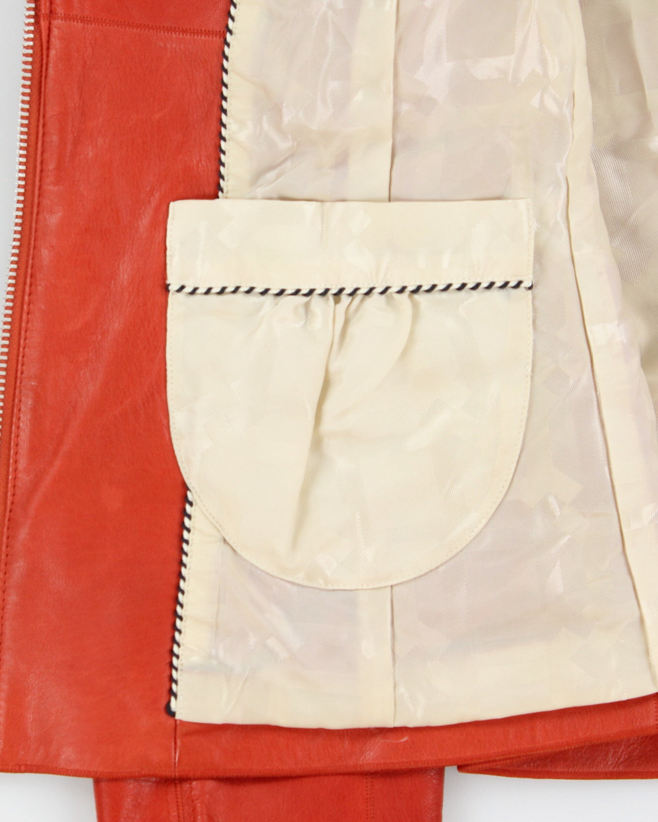 Vintage Y2K 00s Cole Haan Women's Burnt Orange Lambskin Leather Cafe Racer Biker Jacket - S