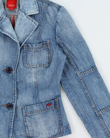 Vintage Y2K 00s Esprit Women's Medium Wash Denim Structured Blazer Jacket - S