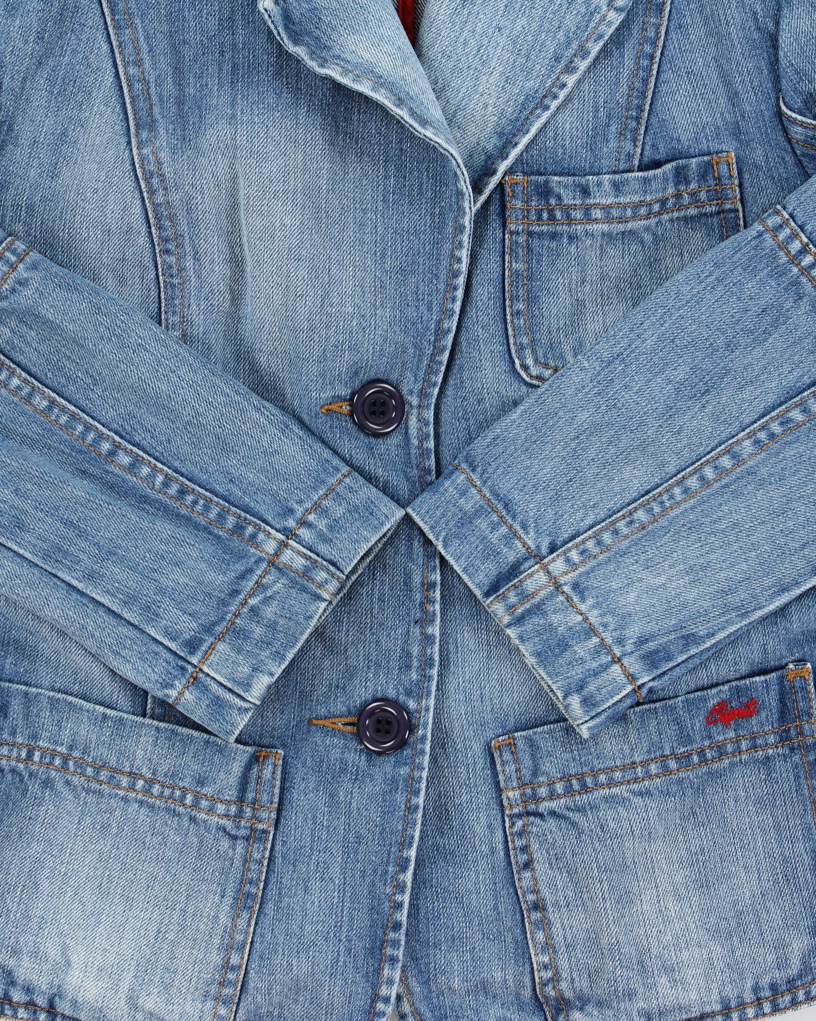 Vintage Y2K 00s Esprit Women's Medium Wash Denim Structured Blazer Jacket - S