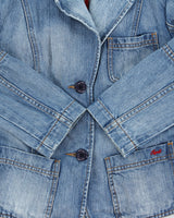 Vintage Y2K 00s Esprit Women's Medium Wash Denim Structured Blazer Jacket - S