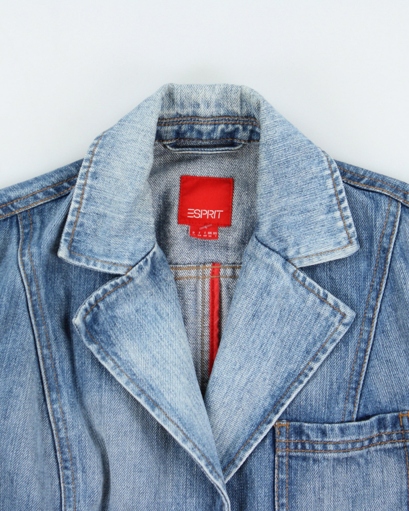 Vintage Y2K 00s Esprit Women's Medium Wash Denim Structured Blazer Jacket - S