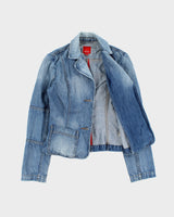Vintage Y2K 00s Esprit Women's Medium Wash Denim Structured Blazer Jacket - S