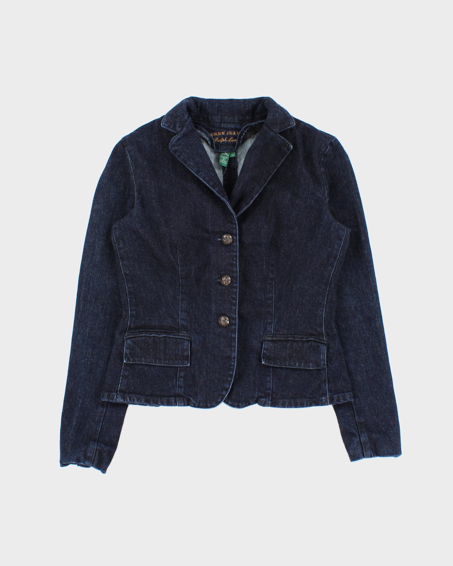Vintage Y2K 00s Lauren Ralph Lauren LRL Women's Indigo Denim Blazer Jacket - S