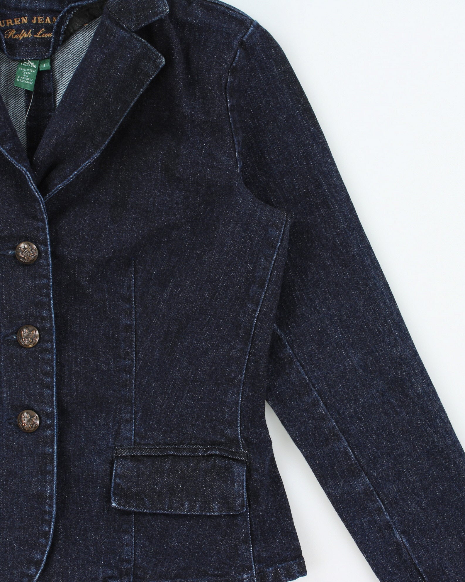 Vintage Y2K 00s Lauren Ralph Lauren LRL Women's Indigo Denim Blazer Jacket - S