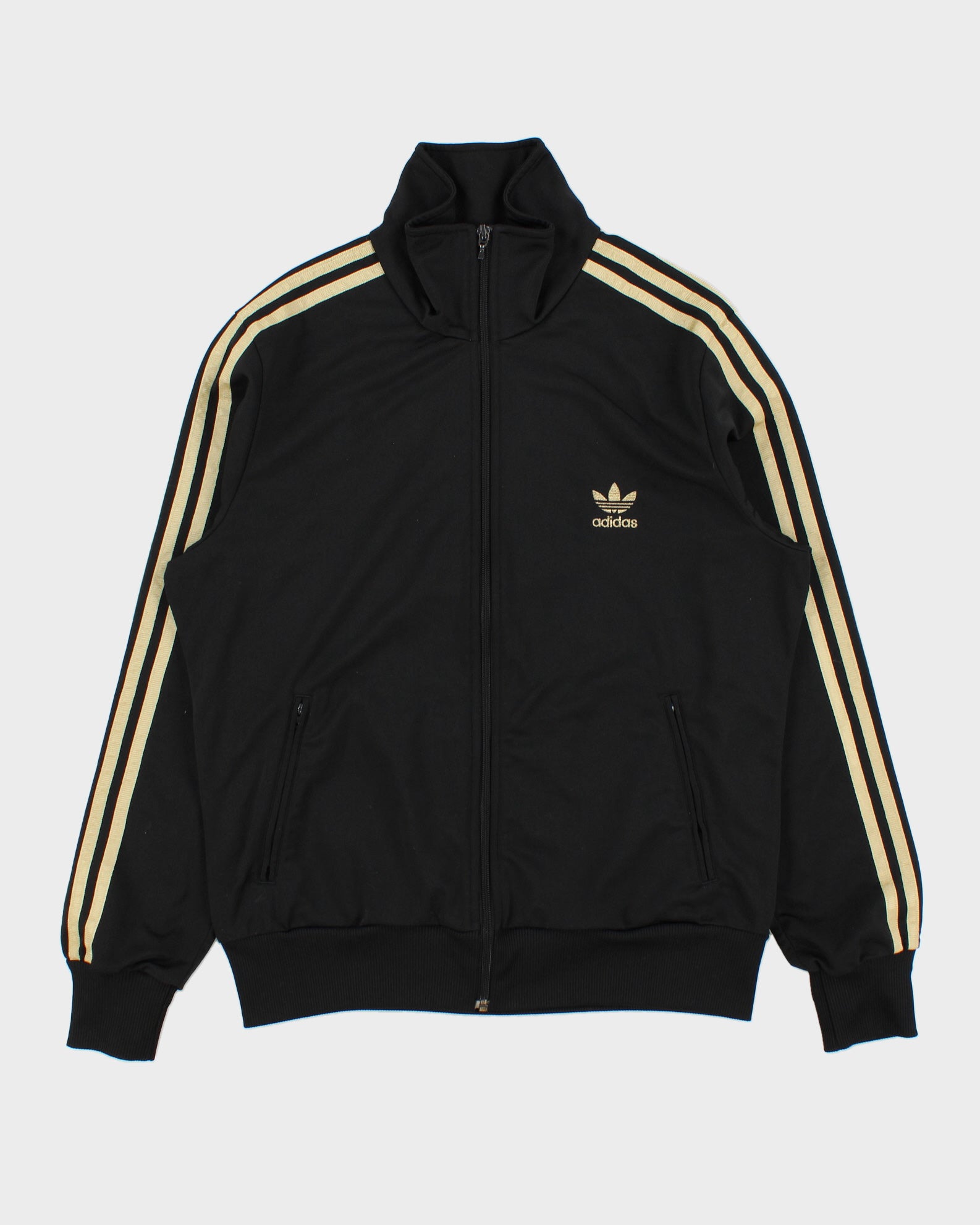 Vintage Y2K 00s Adidas Originals Women's Black &amp; Gold Firebird Track Jacket - XL