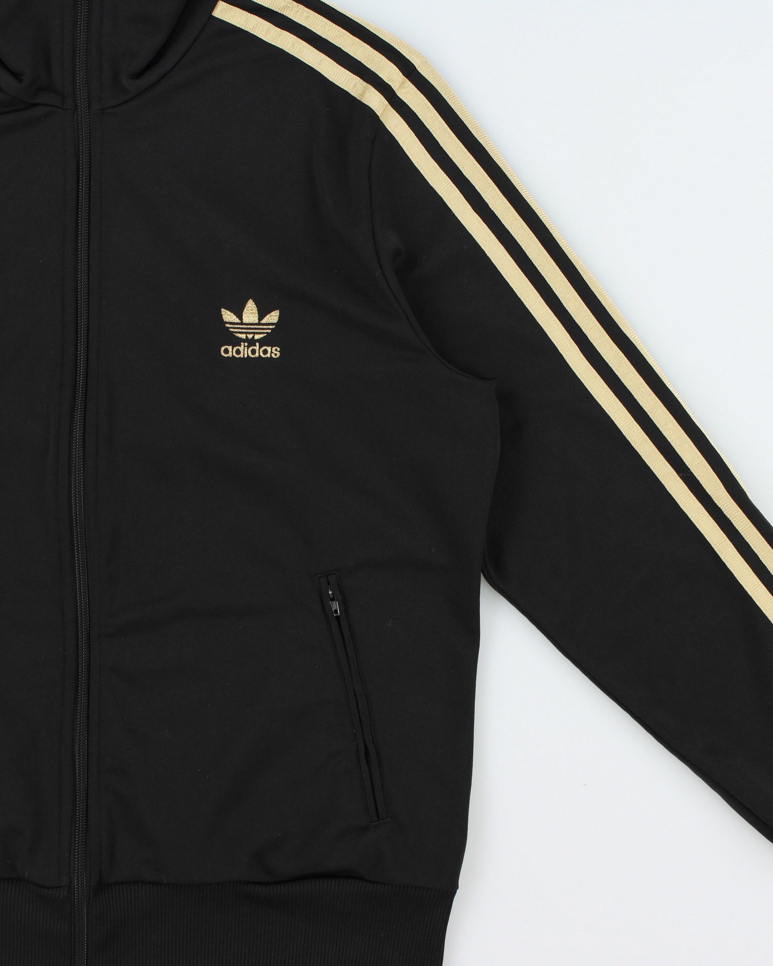 Vintage Y2K 00s Adidas Originals Women's Black &amp; Gold Firebird Track Jacket - XL