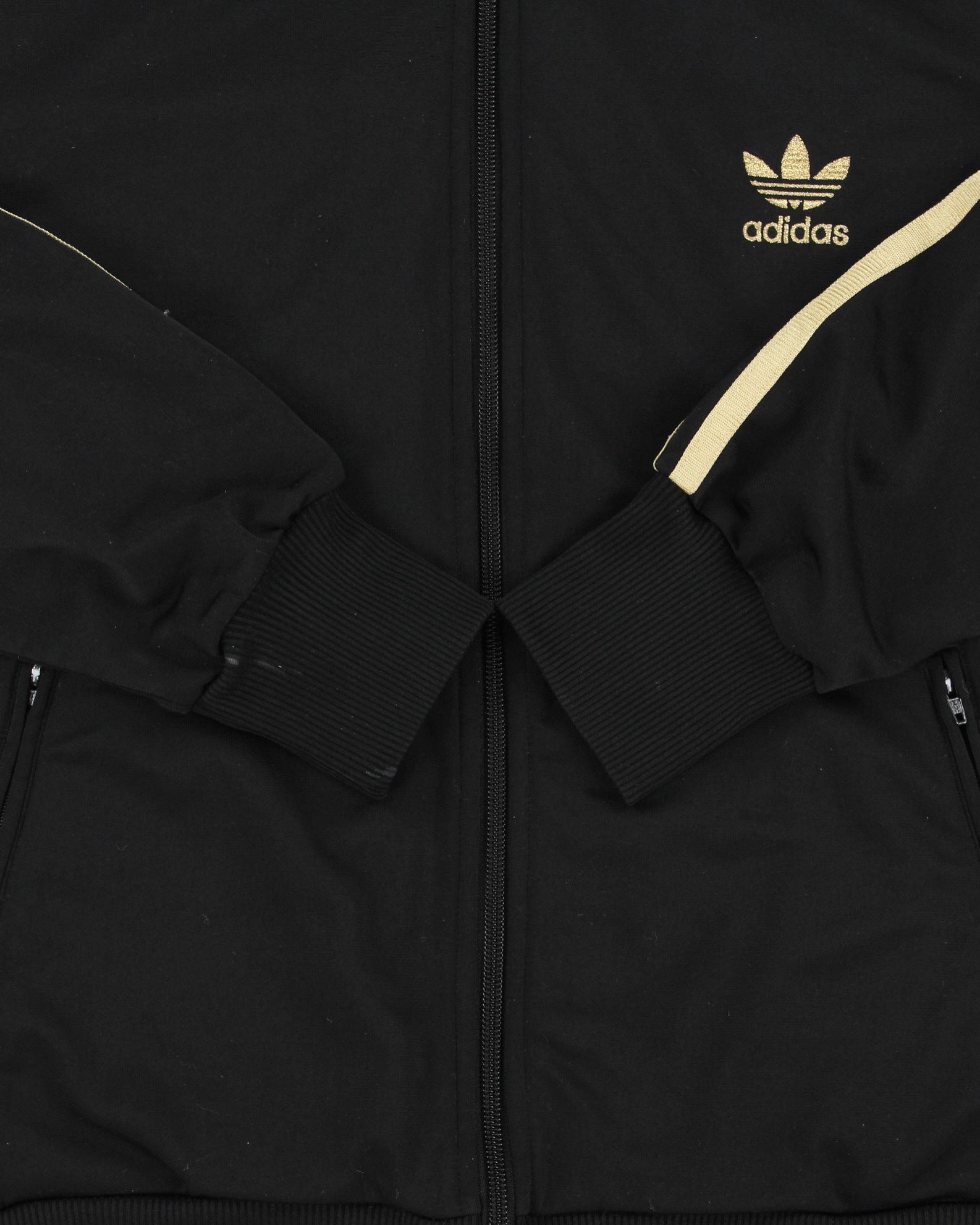 Vintage Y2K 00s Adidas Originals Women's Black &amp; Gold Firebird Track Jacket - XL
