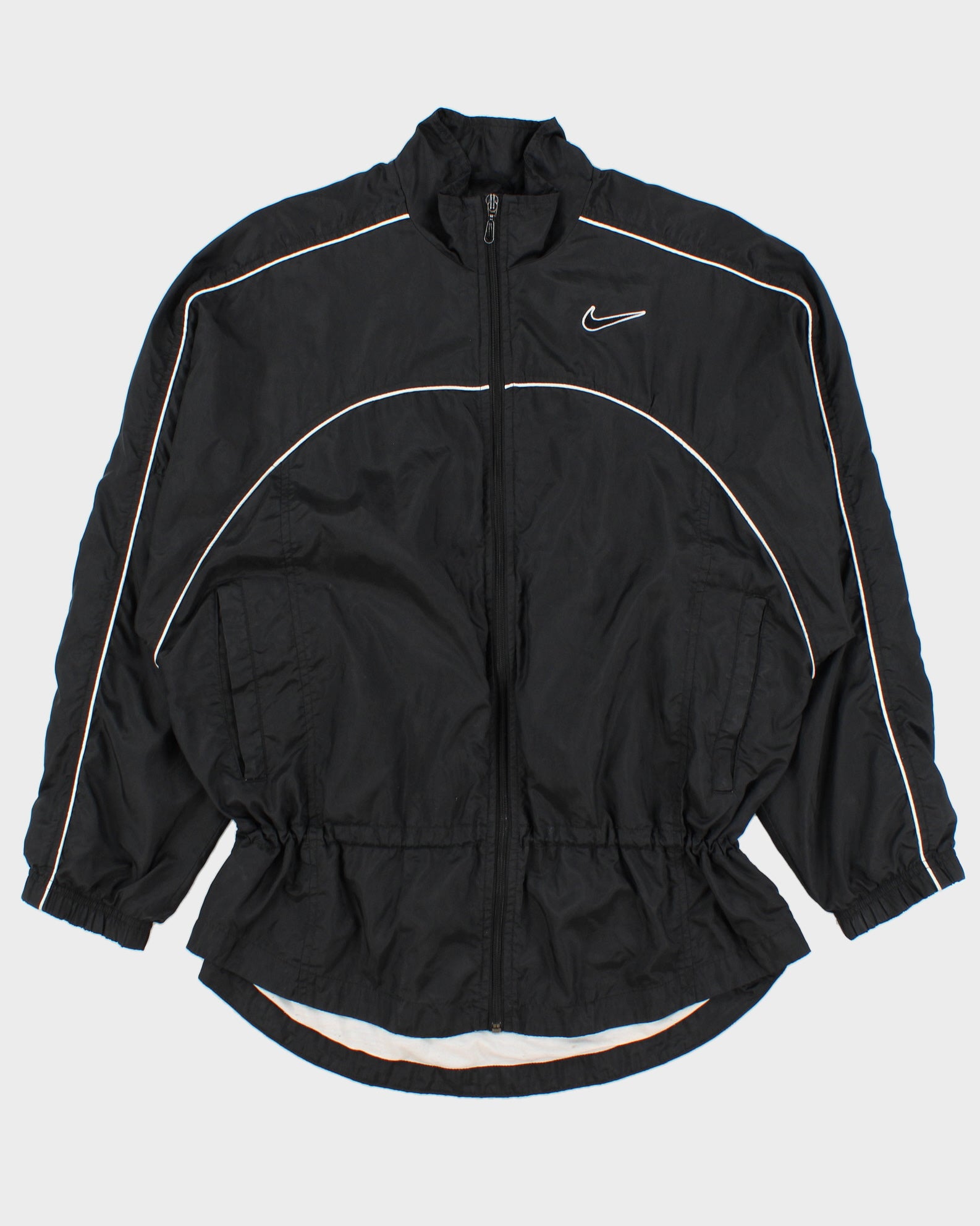 Vintage 1990s Nike Women's Big Swoosh Soft Shell Adjustable Showerproof Jacket - M