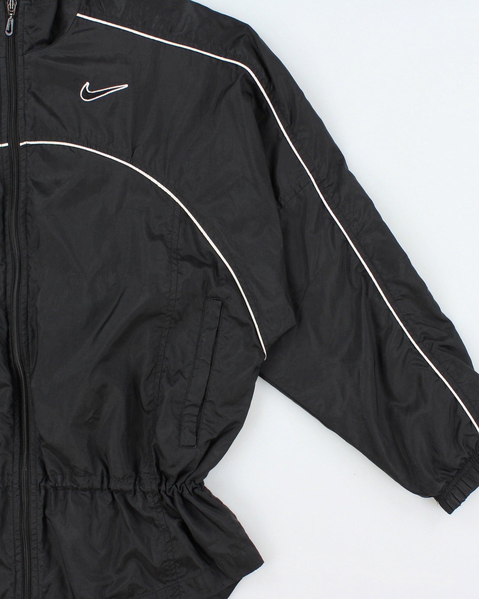 Vintage 1990s Nike Women's Big Swoosh Soft Shell Adjustable Showerproof Jacket - M