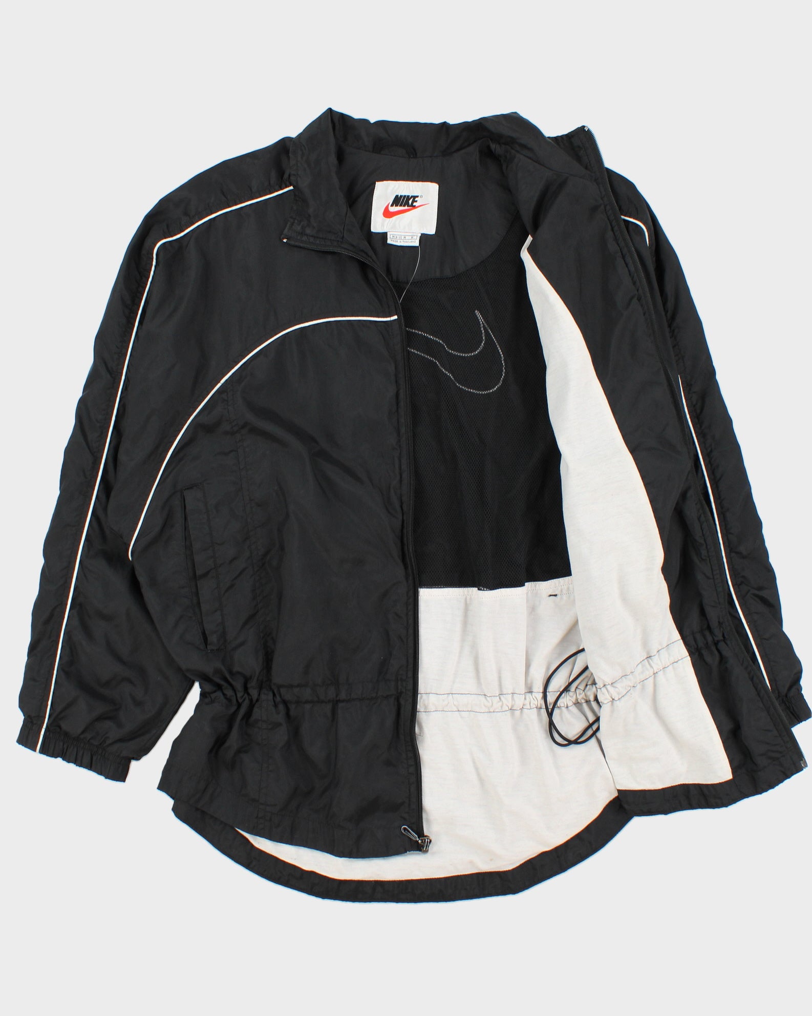 Vintage 1990s Nike Women's Big Swoosh Soft Shell Adjustable Showerproof Jacket - M