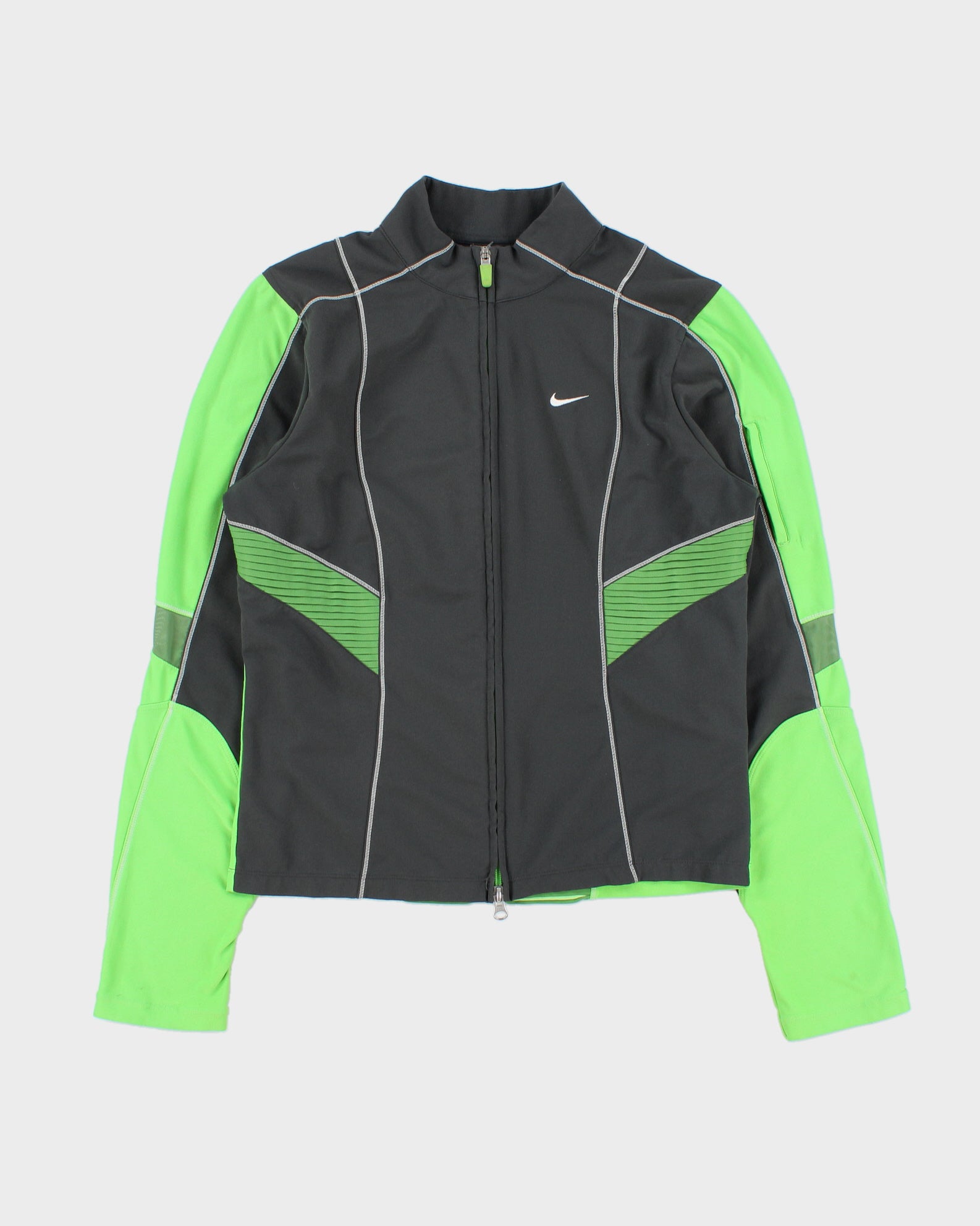 Vintage Y2K 00s Nike Women's Fit Dry Contrast Stitch Soft Shell Ribbed Running Track Jacket - M