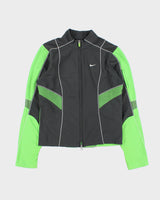 Vintage Y2K 00s Nike Women's Fit Dry Contrast Stitch Soft Shell Ribbed Running Track Jacket - M