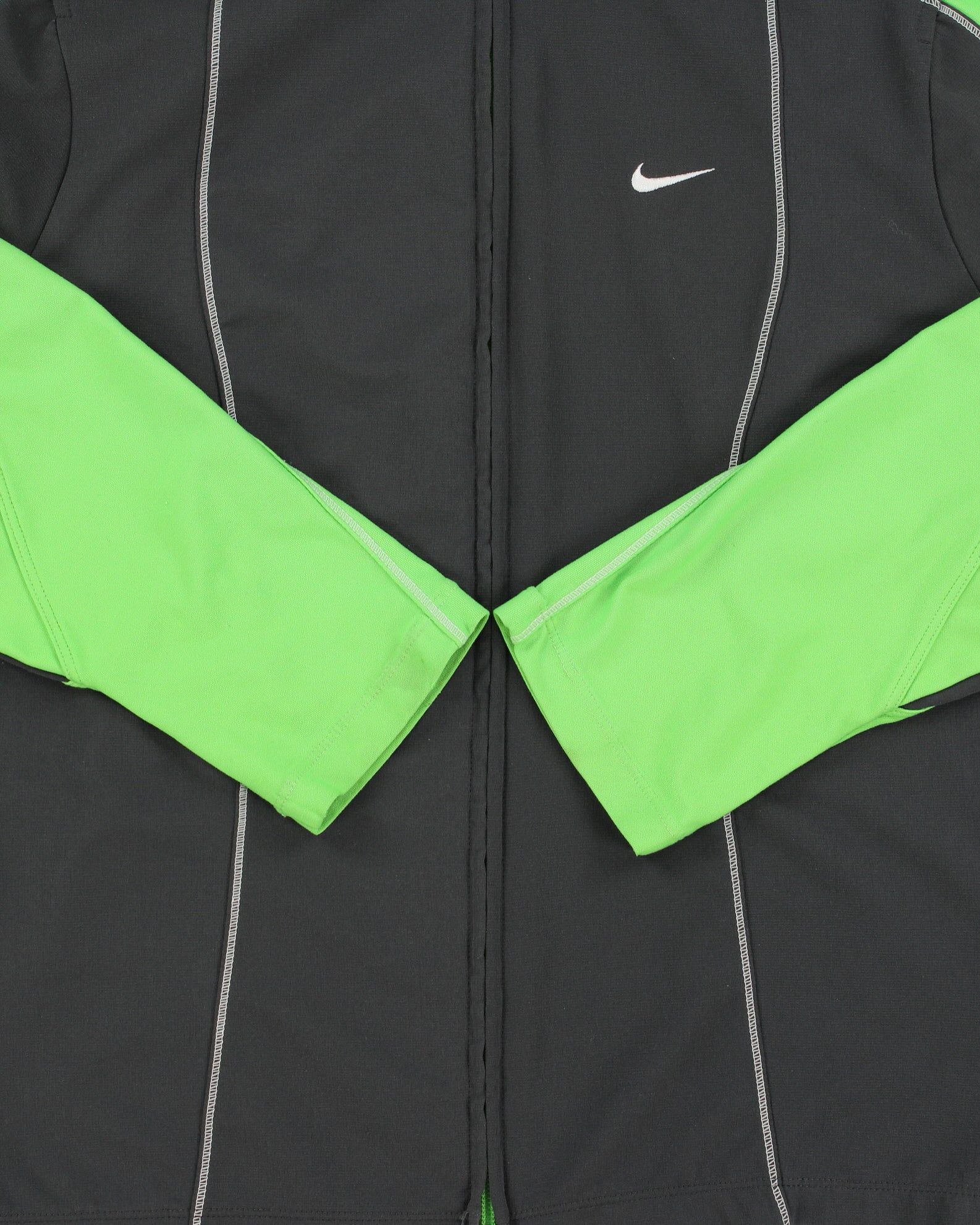 Vintage Y2K 00s Nike Women's Fit Dry Contrast Stitch Soft Shell Ribbed Running Track Jacket - M
