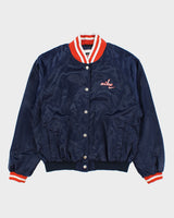 Vintage 1990s Nike Women's Satin Shell Embroidered Varsity Bomber Jacket - M