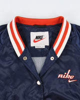 Vintage 1990s Nike Women's Satin Shell Embroidered Varsity Bomber Jacket - M