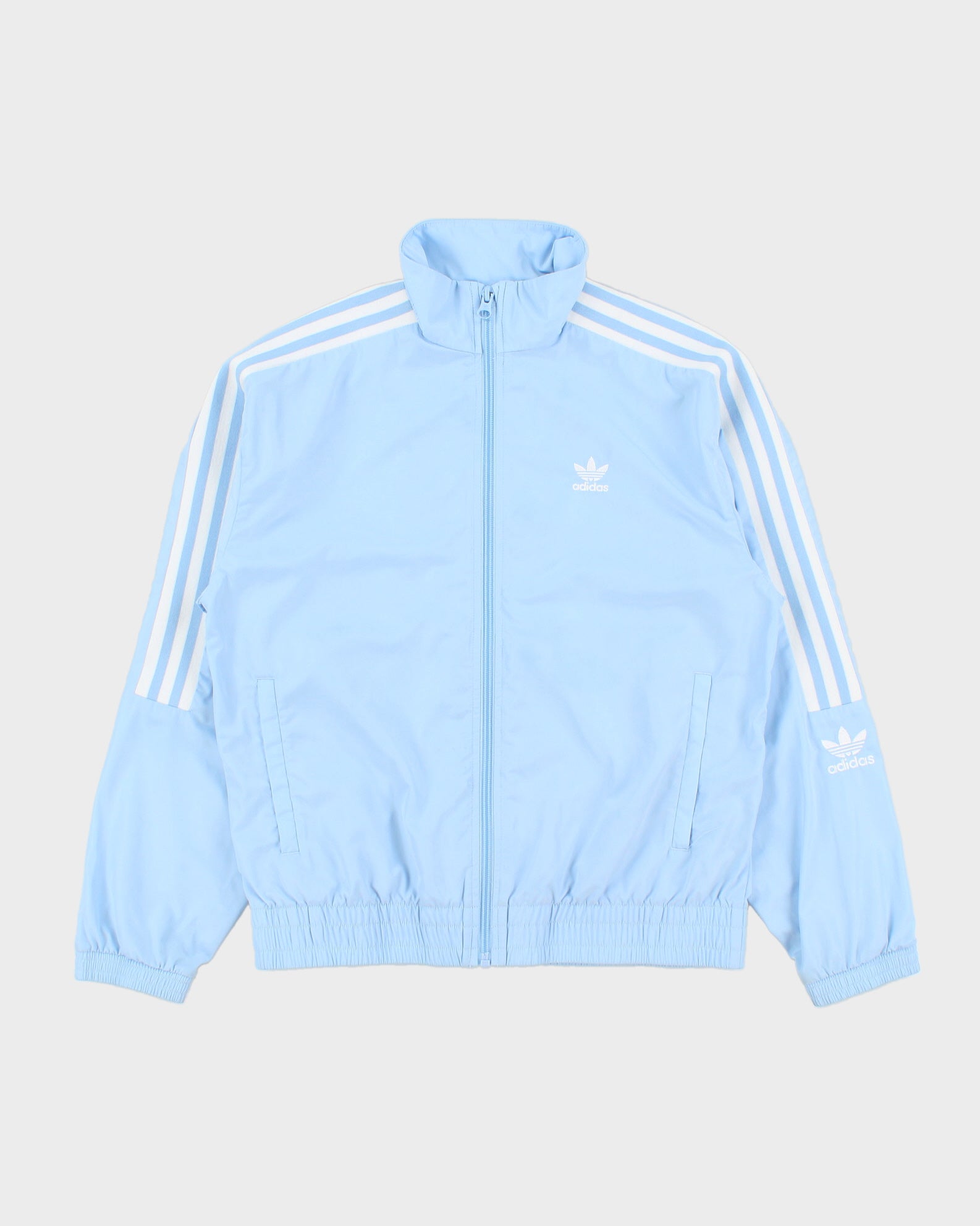 Vintage Adidas Originals Women's Baby Blue Lock Up Soft Shell Track Jacket - XS