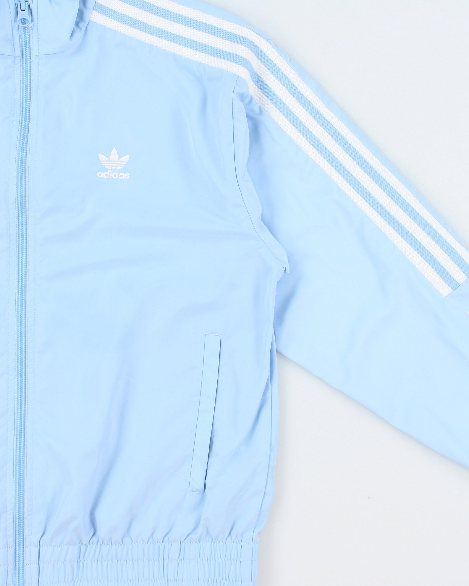 Vintage Adidas Originals Women's Baby Blue Lock Up Soft Shell Track Jacket - XS