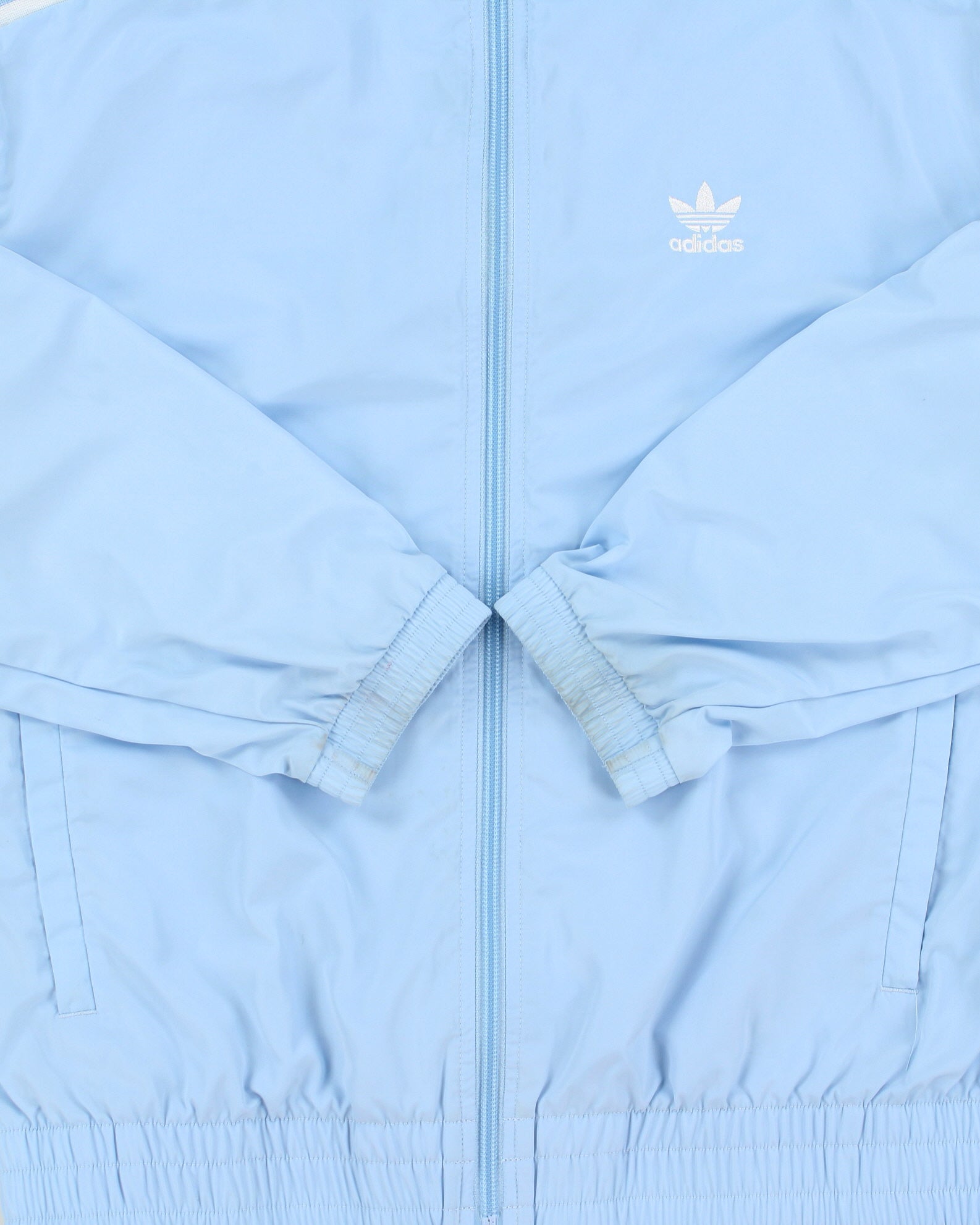 Vintage Adidas Originals Women's Baby Blue Lock Up Soft Shell Track Jacket - XS