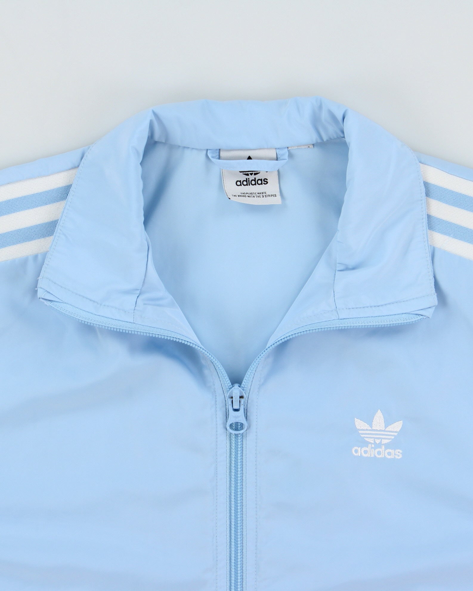 Vintage Adidas Originals Women's Baby Blue Lock Up Soft Shell Track Jacket - XS