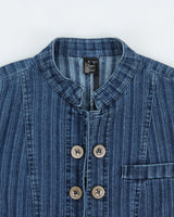 Vintage Y2K 00s Women's Striped Lace Detailed Clasp Closure Denim Jacket - S