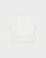 Vintage Y2K 00s Valentino Roma Women's White Cropped Denim Ruffle Jacket - S