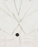 Vintage Y2K 00s Valentino Roma Women's White Cropped Denim Ruffle Jacket - S