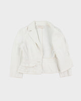 Vintage Y2K 00s Valentino Roma Women's White Cropped Denim Ruffle Jacket - S