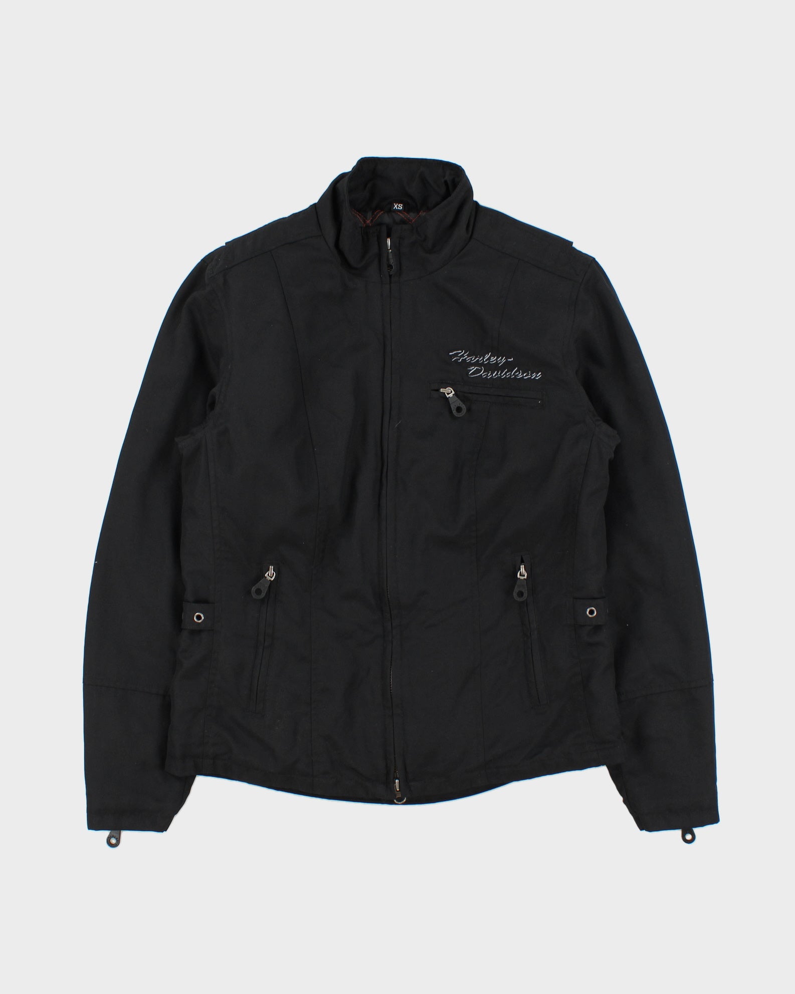 Vintage Y2K 00s Harley Davidson Women's Embroidered Quilt Lined Shell Cafe Racer Biker Jacket - XS