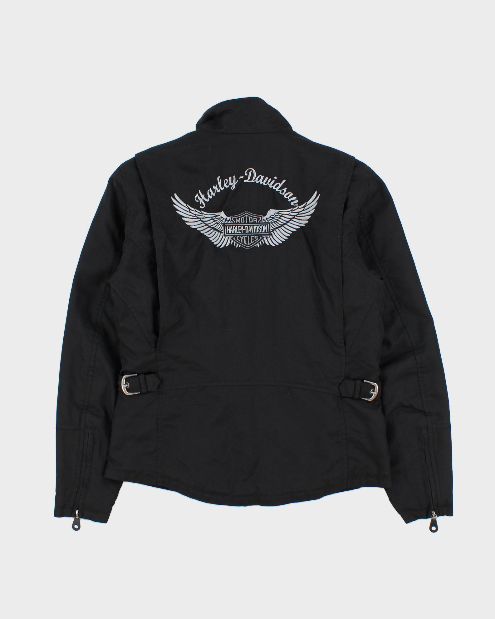 Vintage Y2K 00s Harley Davidson Women's Embroidered Quilt Lined Shell Cafe Racer Biker Jacket - XS