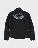 Vintage Y2K 00s Harley Davidson Women's Embroidered Quilt Lined Shell Cafe Racer Biker Jacket - XS