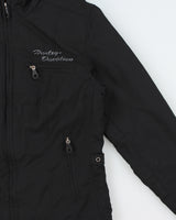 Vintage Y2K 00s Harley Davidson Women's Embroidered Quilt Lined Shell Cafe Racer Biker Jacket - XS