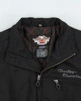 Vintage Y2K 00s Harley Davidson Women's Embroidered Quilt Lined Shell Cafe Racer Biker Jacket - XS