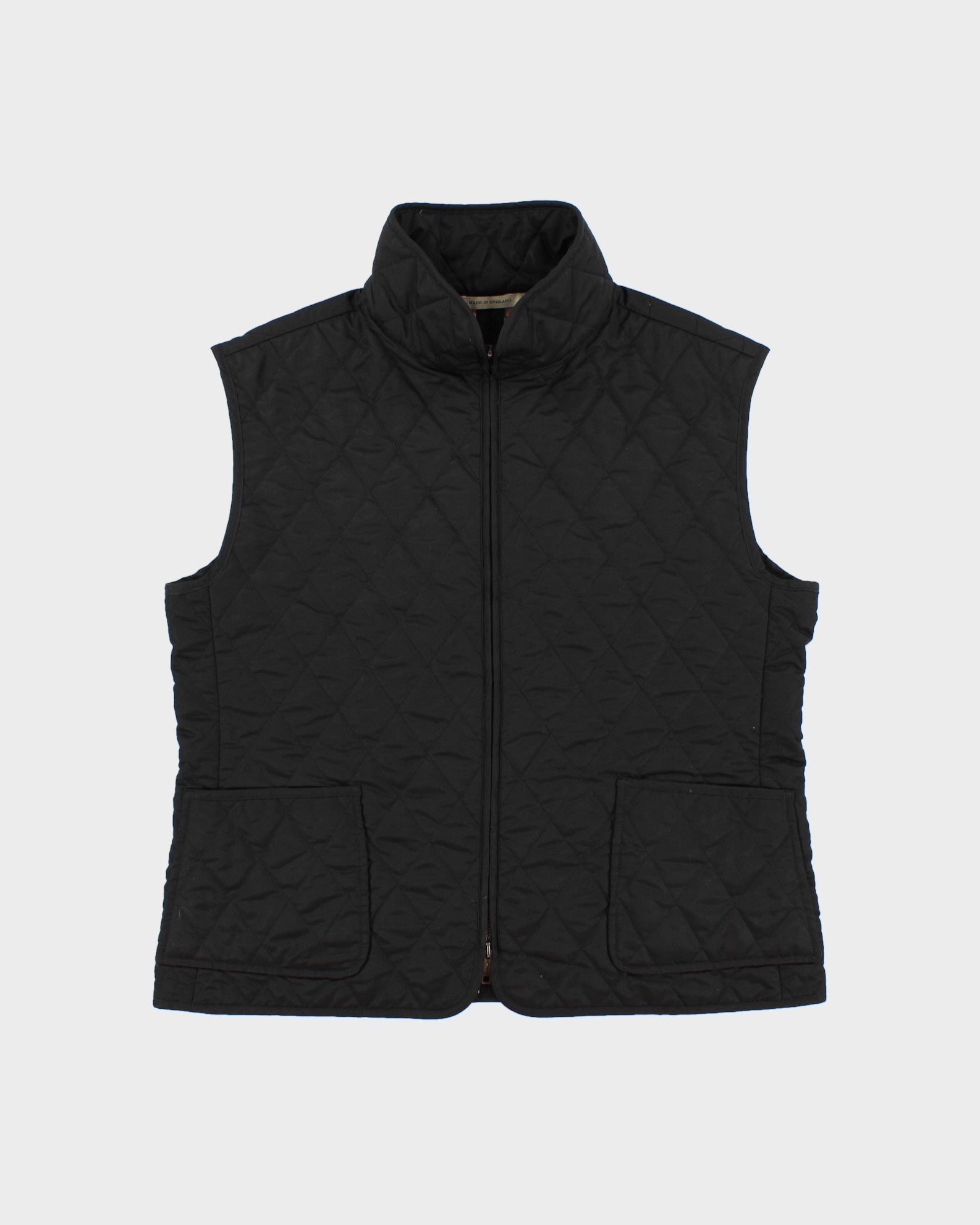 Vintage Y2K 00s Burberry Women's Made In England Nova Check Lined Diamond Quilted Gilet - M