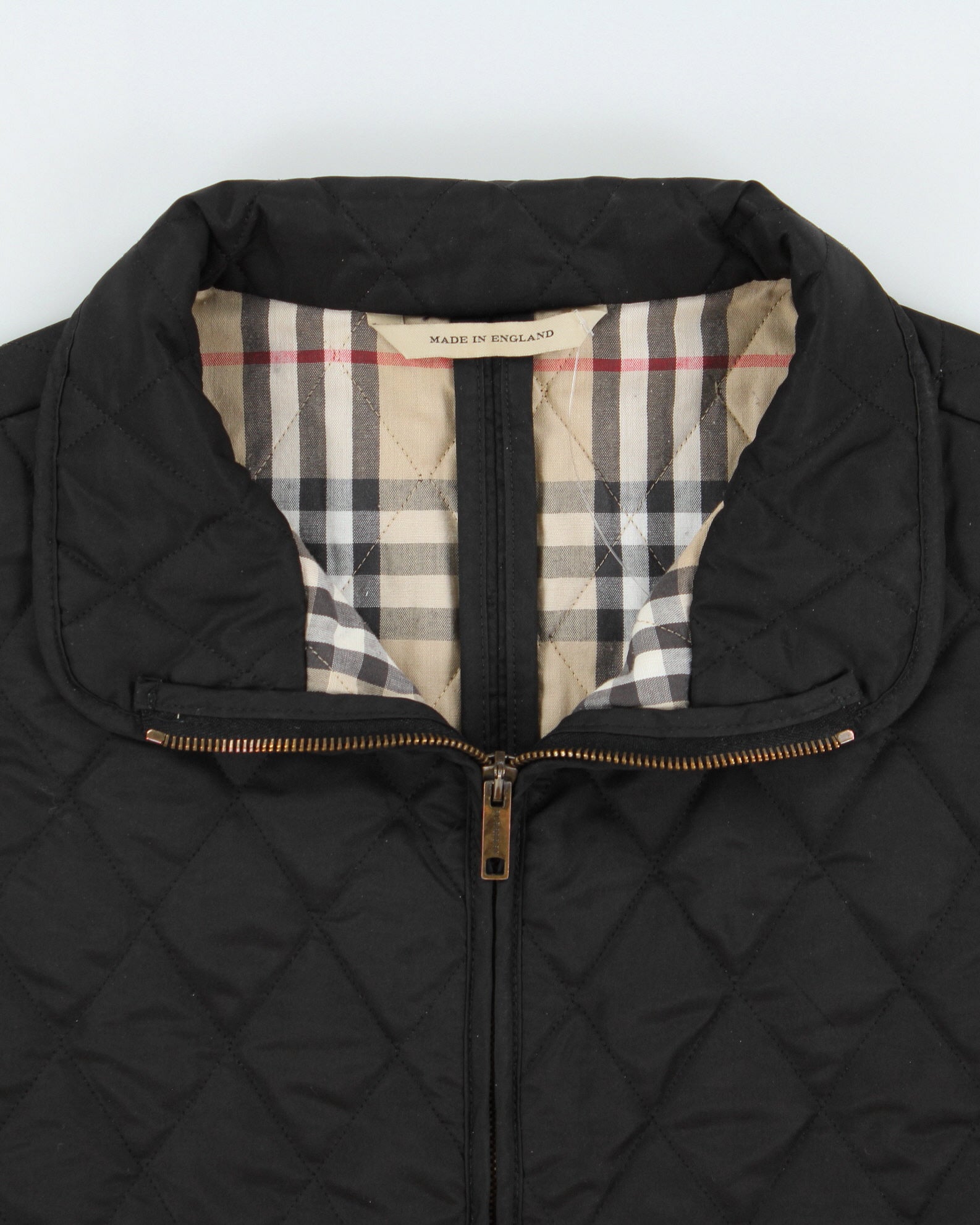 Vintage Y2K 00s Burberry Women's Made In England Nova Check Lined Diamond Quilted Gilet - M