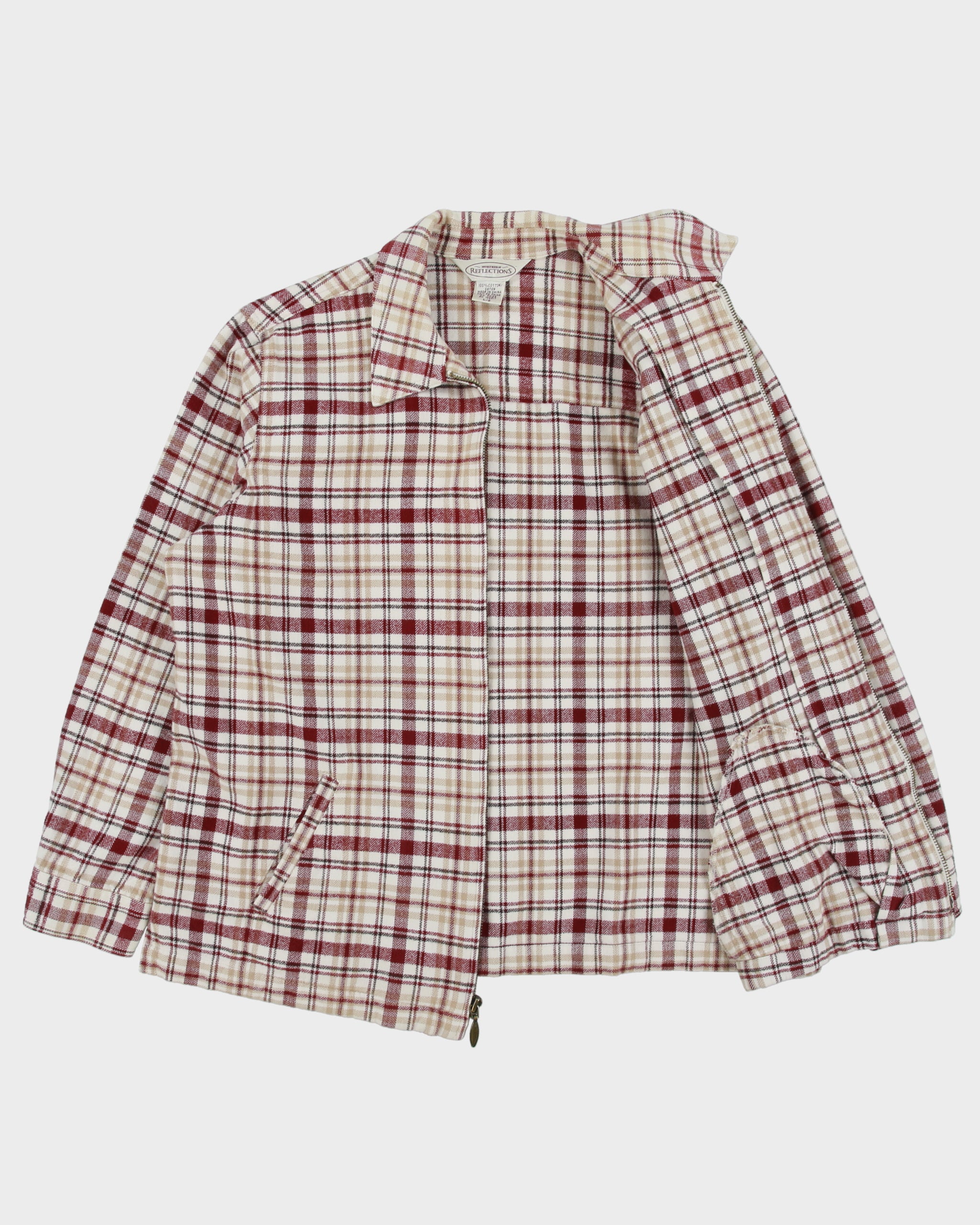 Vintage 1990s Northern Reflections Women's Plaid Canvas Harrington Jacket - L