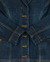 Vintage Y2K 00s Tommy Hilfiger Women's Raw Indigo Denim Made In Canada Blazer Jacket - M