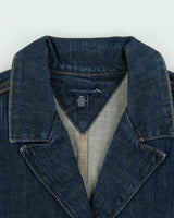 Vintage Y2K 00s Tommy Hilfiger Women's Raw Indigo Denim Made In Canada Blazer Jacket - M